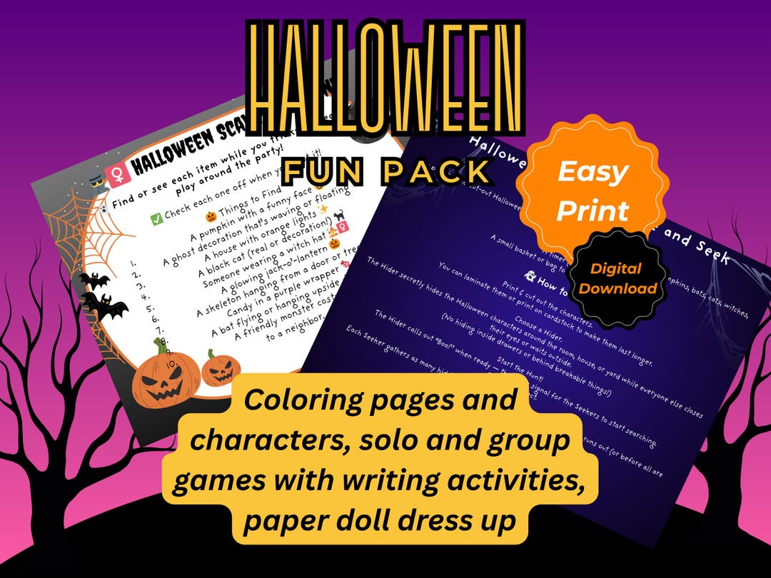 Printable Halloween Activity Pack for Kids | Coloring Pages, Cut-out ...