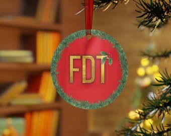 FDT Ornament Red & Green | Remove the Regime Christmas Ornament 2 Sided Anti Fascism Holiday Decor Resist Gift Anti Trump Metal Ornament