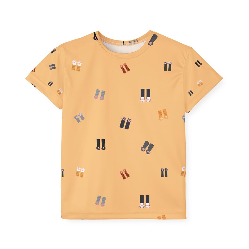 Kitty Paws Kids Halloween Jersey Shirt Cute Orange Top All Over Print Youth T-Shirt Spooky Cute Cat Costume Shirt image 10