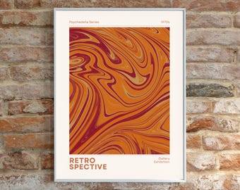 Retro Psychedelic Swirl Print: 70s Trippy Wall Art (Digital Download)
