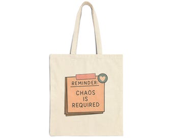 Chaos Required Canvas Tote Bag: Funny Quote, Eco-Friendly Shopping Bag