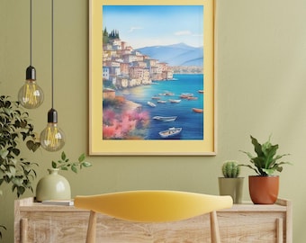 Konsttryck från Amalfikusten: Italiensk sommarkustdekor (digital nedladdning)