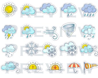 Digital Weather Stickers, Daily Planner Stickers, Weekly, Month, Gardening Garden Event Page Decoration