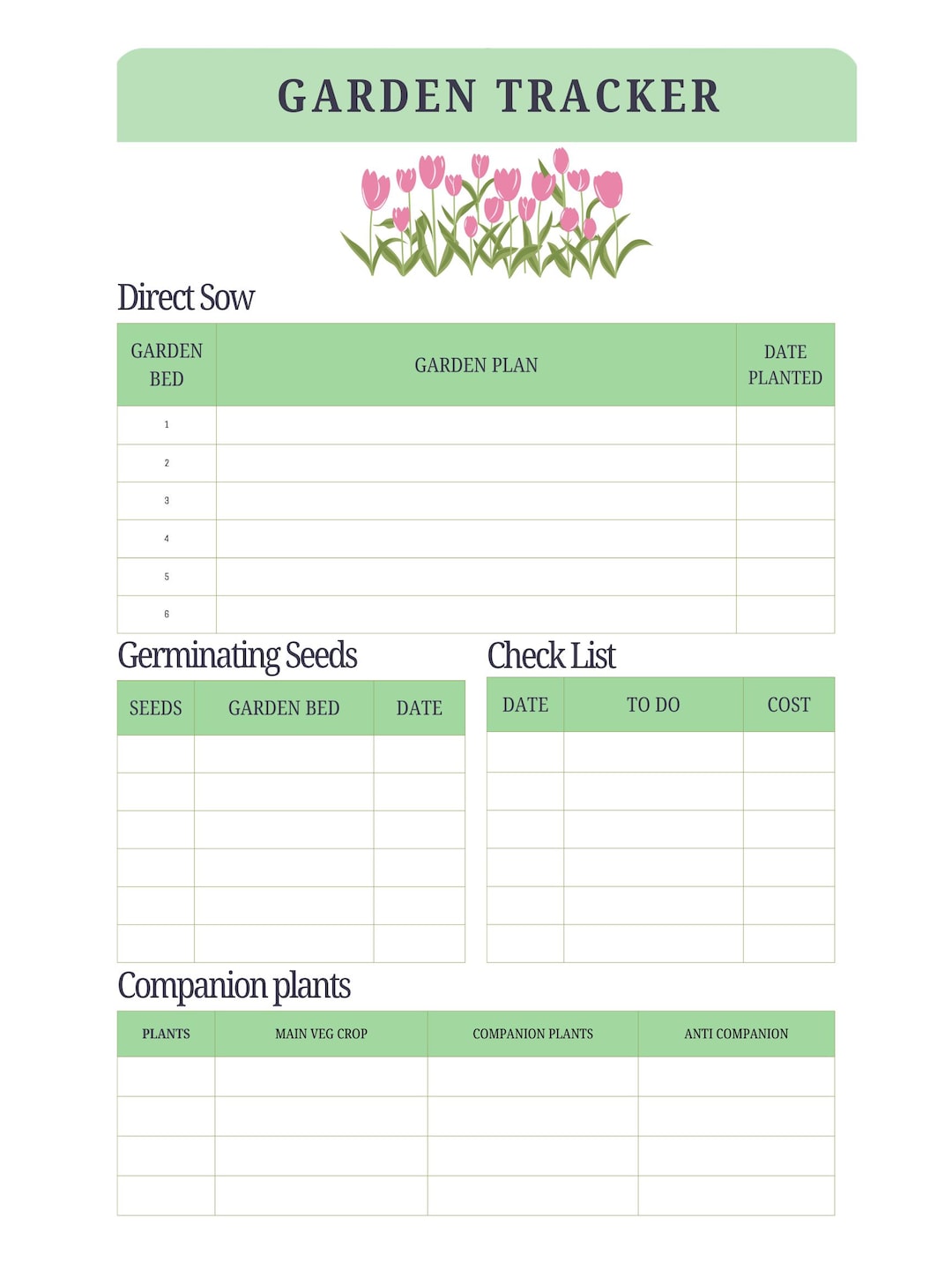 Garden Planner Printable, Garden Tracker PDF, Vegetable Planning Log ...