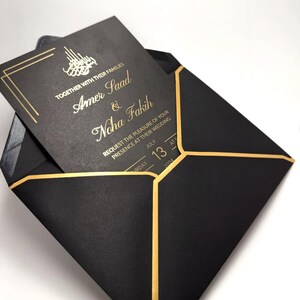 Customizable Black and Gold Wedding Invitation