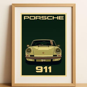 Porsche Poster, Car Enthusiast Decor, Vintage Style, Automotive Wall Art Print, Gift for Him, Man Cave Decoration
