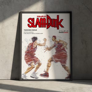 Stampa poster anime "Slam Dunk", manga di Sakuragi Rukawa, opera d'arte giapponese per fan degli anime, sport di basket vintage, estetica minimalista vintage