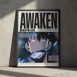 Impresión de manga Solo Leveling, póster de arte de anime japonés coreano vintage de Sung Jin Woo, decoración de pared, regalo estético retro minimalista para fanáticos del anime.