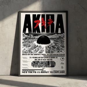 Póster de anime Akira, decoración de pared de película manga, Shotaro Kaneda, estética minimalista vintage cyberpunk futurista, regalo para fanáticos del anime.