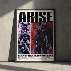 Solo Leveling Manga Print, Sung Jin Woo Schatten Monarch Kämpfer Anime Kunst Poster, Japanisches koreanisches Wanddekor ästhetisches Geschenk für Anime-Fan