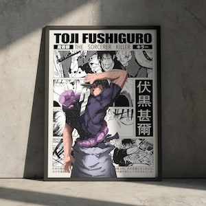 Toji Jujutsu Kaisen Anime Poster Print, JJK Manga Retro Artwork Decoración japonesa para colgar en la pared del hogar, Gojo Geto, Regalo minimalista para fanáticos del anime