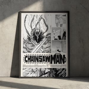 Impresión estética de la obra de anime Chainsaw Man, póster japonés retro minimalista del manga Denji, Makima Power Chainsaw Devil, regalo para fanáticos del anime