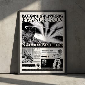 Neon Genesis Evangelion Anime Poster, Manga Artwork Japanische Wanddekoration, Geschenk für Anime Fan, minimalistische Mecha futuristische dystopische Ästhetik