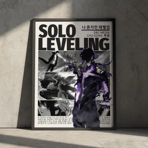 Solo Leveling Anime Poster, Sung Jin Woo Minimalistische Retro Vintage Manga Kunstdruck Wanddekoration, koreanisches Comic ästhetisches Geschenk für Anime Fan