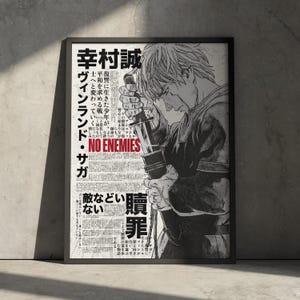 Vinland Saga Thorfinn Anime Art Poster, Askeladd Manga Artwork Wall Decor, Regalo minimalista per i fan degli anime, Estetica vintage vichinga medievale