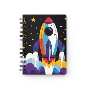 Rocket Ship Spiral Bound Journal - Fun Space-themed Notebook, Creative Journal, Gift for Kids and Adults, Perfect for Writing & Sketching