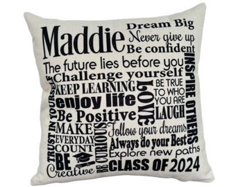 Custom Graduation Pillow,  FREE SHIPPING, Grad Pillow. Custom Pillow, Graduation Gift, Gift for Graduate, Girl's Graduation gift