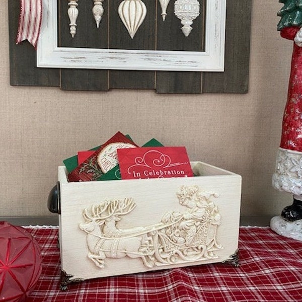 Christmas Card Holder, Christmas Card Box, Rustic Christmas Decor, Farmhouse Christmas Card Box, Holiday Decor, Merry Mail, Rustic Wood Box