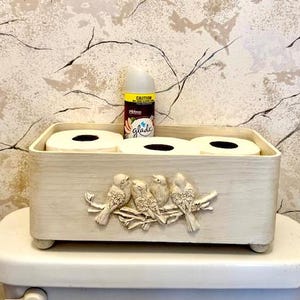 Toilet Paper Box-Toilet Paper Storage-Rustic Wood Box-Back Of Toilet Tray- Toilet Tank Box-Bathroom Decor Box