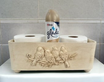 Toilet Paper Box-Toilet Paper Storage-Rustic Wood Box-Back Of Toilet Tray- Toilet Tank Box-Bathroom Decor Box