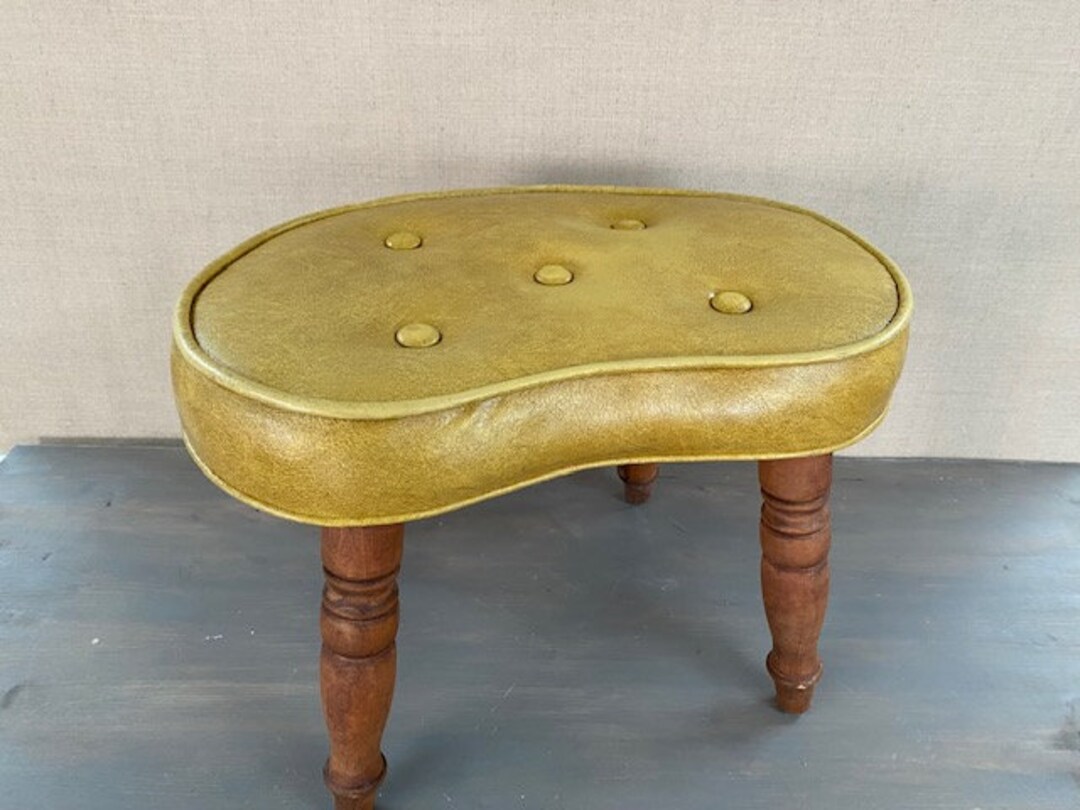 Mid Century Modern Upholstered Kidney Shaped Footstool by Etsy