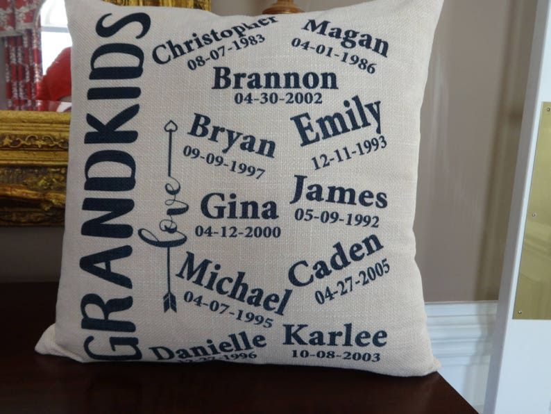 Personalized Pillow Cover Grandparents Pillow Grandchildren Etsy