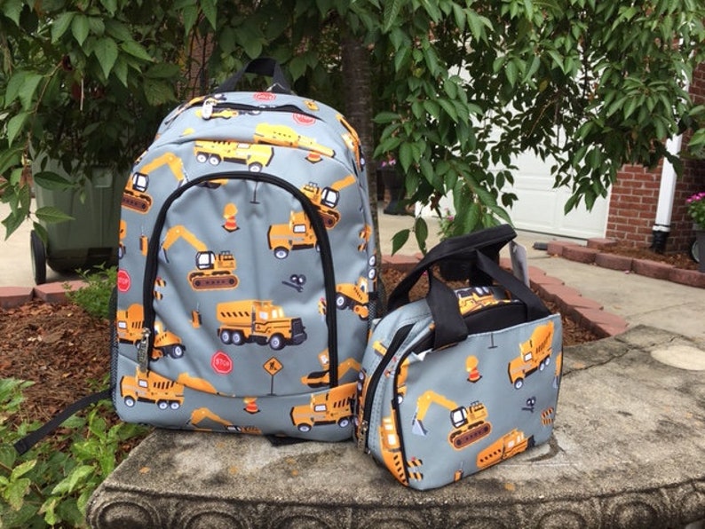 Personalized Boys Backpack SET TRUCKS Backpack and Lunch Etsy