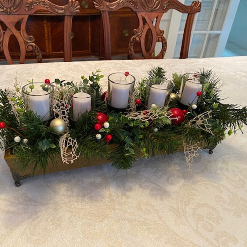 Merry + Bright Christmas Centerpiece, Wood Box