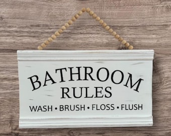 Bathroom Rules Sign, Funny Bathroom Signs, Bathroom Wall Decor, Bathroom Humor, Wood Bathroom Farmhouse Signs, Rustic Bathroom Sign