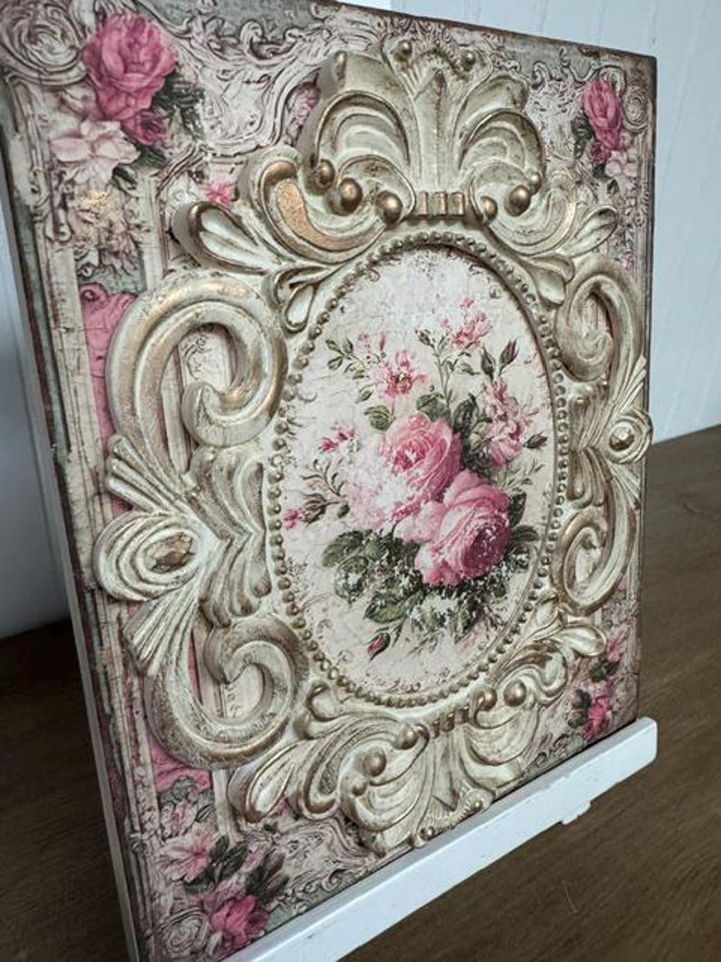 Vintage Shabby Chic 3D Floral Wood Plaque – Romantic Cottage Wall Decor ...
