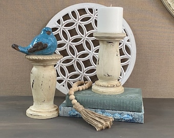 Distressed Rustic Wood Risers/Farmhouse Wood Riser/Wood Pedestal/Candle Stand/Wood Pillar/Wood Block Display