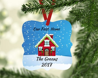 Personalized Christmas Ornament, Wedding Ornament, Couples Ornament, Our First Home Ornament, Housewarming Gift