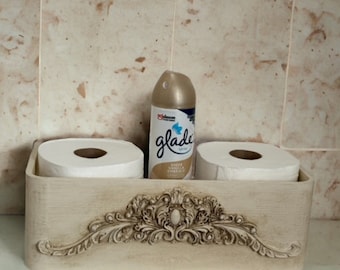 Toilet Paper Box-Toilet Paper Storage-Rustic Wood Box-Back Of Toilet Tray- Toilet Tank Box-Bathroom Decor Box