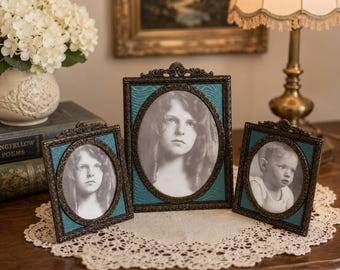 Vintage Inspired Ornate Metal Picture Frames –  Decorative Tabletop Frames – Antique Style Home Décor - Oval Picture Frames