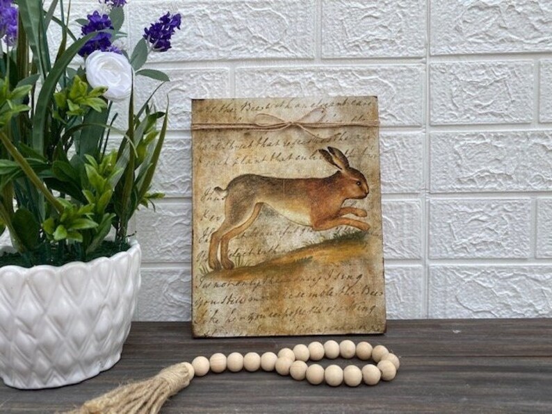 Vintage Rabbit Sign, Farmhouse Rabbit Sign, Primitive Rabbit Sign ...