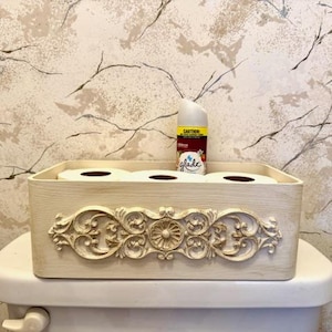 Toilet Paper Box-Toilet Paper Storage-Rustic Wood Box-Back Of Toilet Tray- Toilet Tank Box-Bathroom Decor Box