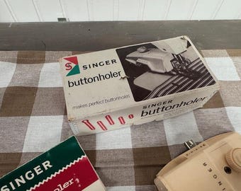1960 Singer Buttonholer with Attachments and Instruction Manual, Vintage Singer Buttonholer
