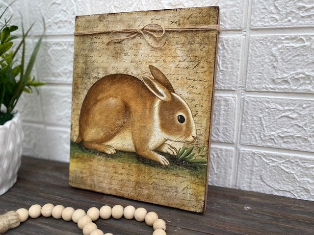 Vintage Rabbit Sign, Farmhouse Rabbit Sign, Primitive Rabbit Sign ...