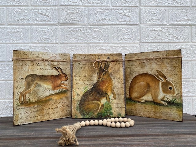 Vintage Rabbit Sign, Farmhouse Rabbit Sign, Primitive Rabbit Sign ...