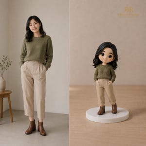 Custom Chibi Figurine from Photo, Personalised Mini Me Keepsake, Cartoon Style Miniature image 6