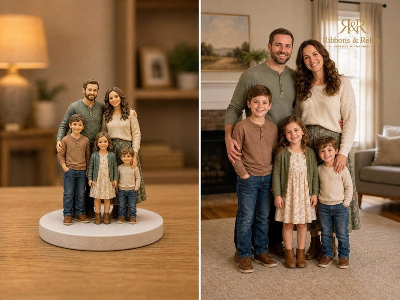 Figura en miniatura personalizada a partir de una foto, recuerdo familiar personalizado (tamaños disponibles: 45 mm o 60 mm) imagen 3