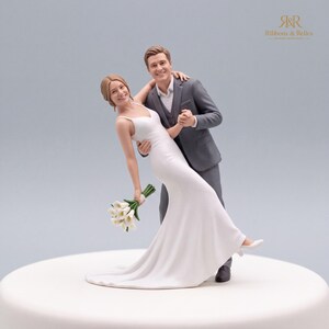 Custom Wedding Cake Topper Miniature Couple, Personalised Bride Groom Figurine Keepsake image 4