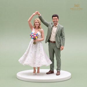 Custom Wedding Cake Topper Miniature Couple, Personalised Bride Groom Figurine Keepsake image 7