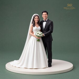 Custom Wedding Cake Topper Miniature Couple, Personalised Bride Groom Figurine Keepsake image 2