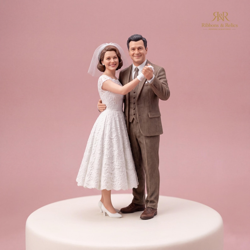 Custom Wedding Cake Topper Miniature Couple, Personalised Bride Groom Figurine Keepsake image 5