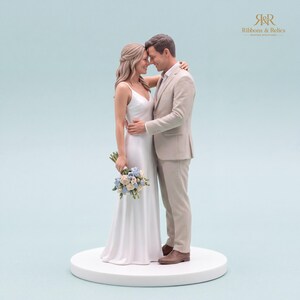 Custom Wedding Cake Topper Miniature Couple, Personalised Bride Groom Figurine Keepsake image 3