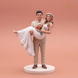 Custom Wedding Cake Topper Miniature Couple, Personalised Bride Groom Figurine Keepsake image 6