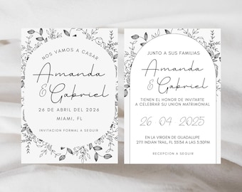 Invitacion de Boda Digital - Editable Floral Wedding Invitation Suite | Canva Template (Digital)