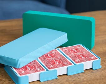 3 Deck Spielkartenhalter: 3D Gedruckter Aufbewahrungskoffer, Reisespiel Organizer Box