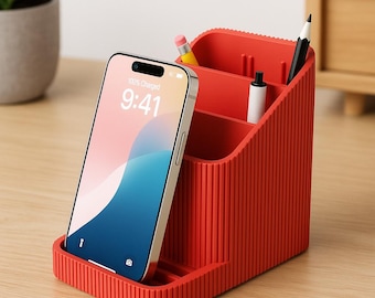 3D Printed Desk Organizer with Phone Stand: Modern Minimalist Design